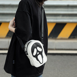 Messenger bag men and women niche trend funny ghost skull Messenger shoulder bag soft PU