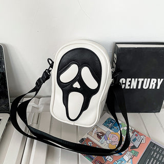 Messenger bag men and women niche trend funny ghost skull Messenger shoulder bag soft PU